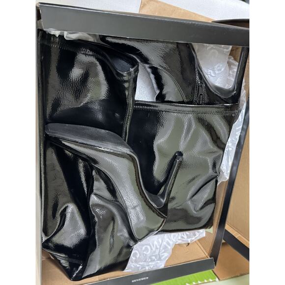 INC Keenah Patent Square Toe Black Thigh-High Boots Women's Size 7M New In Box - Picture 3 of 7